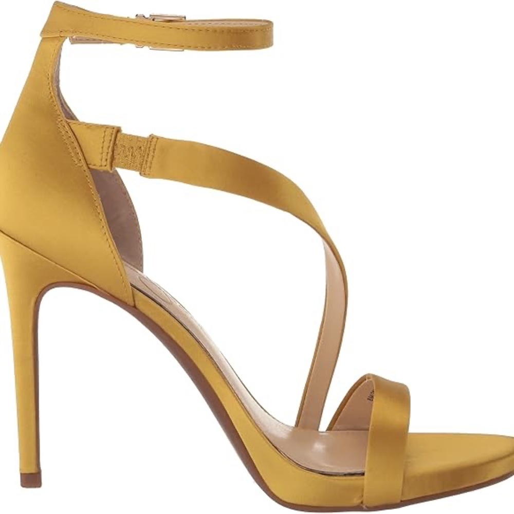 Jessica Simpson Mustard Yellow Strappy Stiletto Heels - Picture 2 of 5